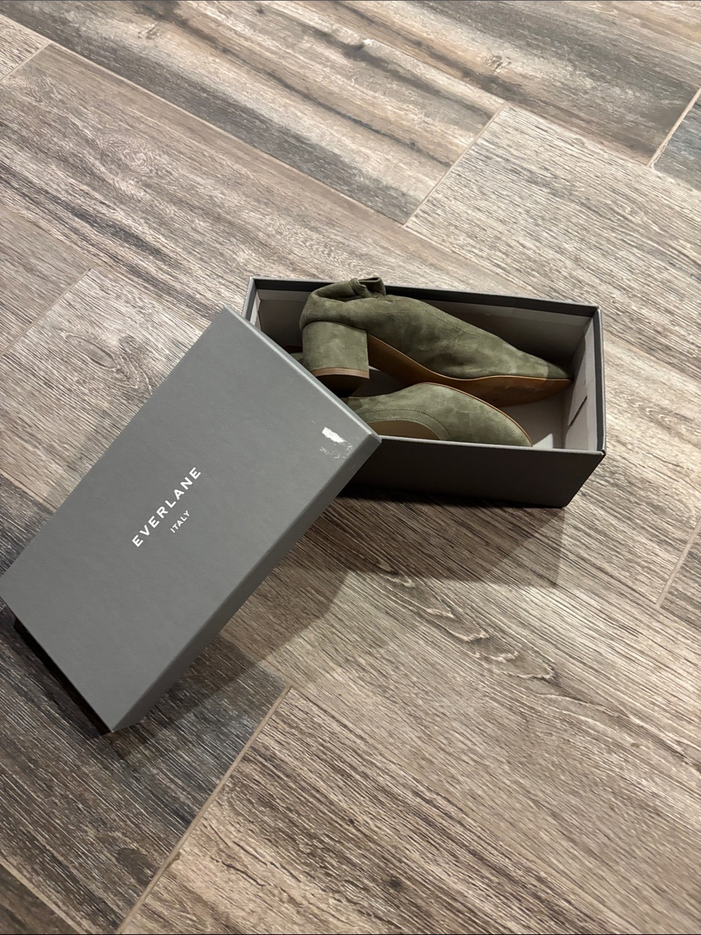 Everlane Green Suede Slip-On Ballet Flats